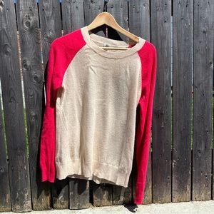 Nordstrom halogen two-tone raglan cashmere sweater, size medium